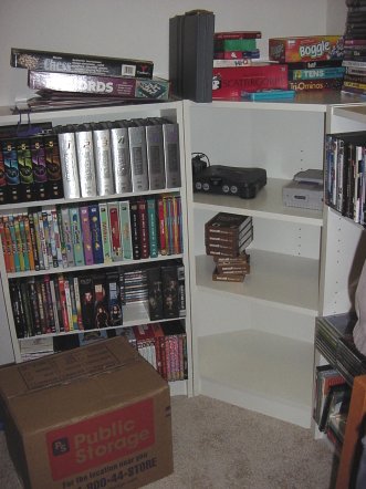 Media shelves, left side