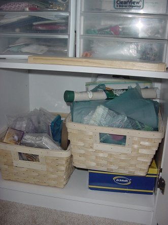 Lower shelves of my stitching cabinet