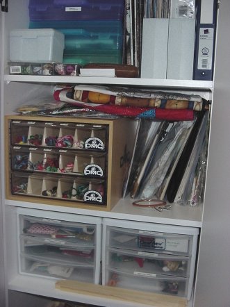 Upper shelves of my stitching cabinet